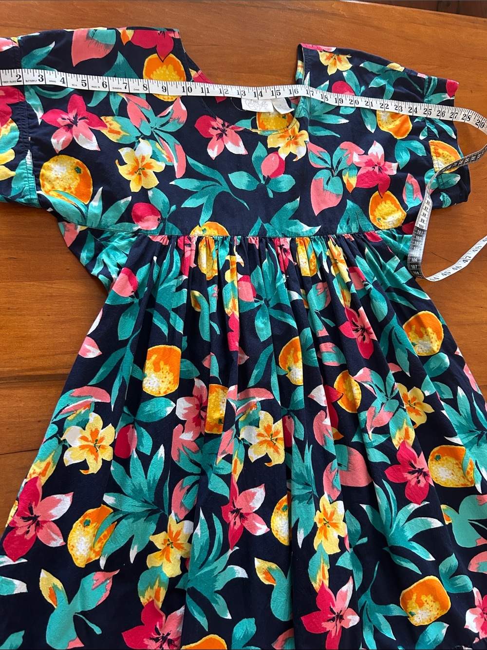 Tropical Fruit Print Tiered Midi Dress ULTIMATE SUMMER Size M - Picture 11 of 15
